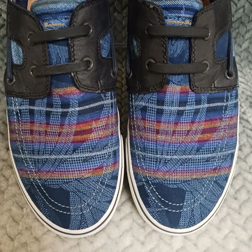 Tommy Bahama x Pendleton Men's Slip-On Boat Shoes Blue Plaid Size 10.5D